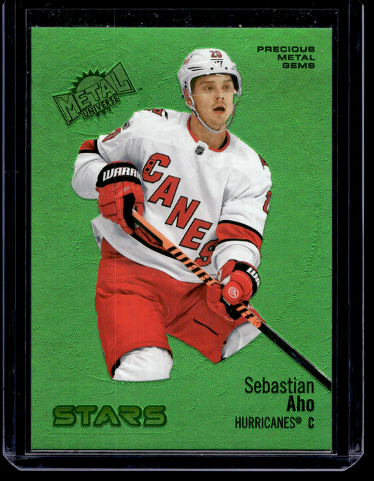 2022-23 Skybox Metal Universe - Precious Metal Gems Green - Sebastian Aho #131 /10