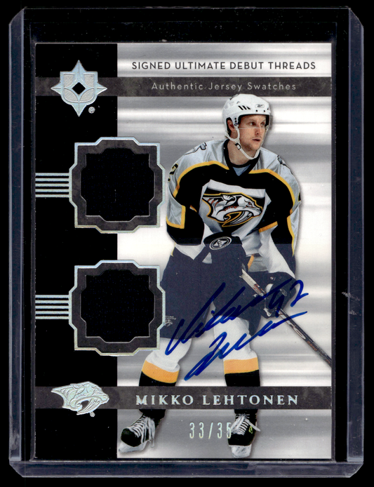 2006-07 Upper Deck Ultimate Collection - Ultimate Debut Jerseys - Signatures - Mikko Lehtonen #DJ-MI /35 RY