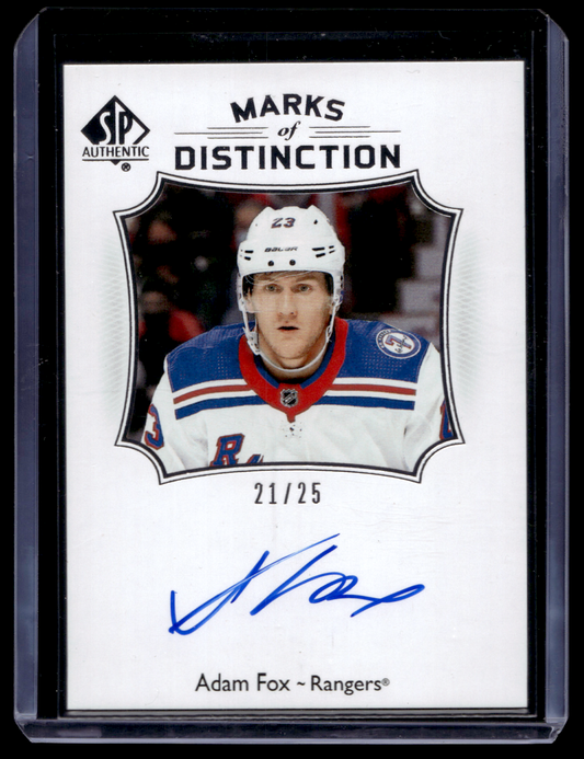 2021-22 Upper Deck SP Authentic - Marks of Distinction - Adam Fox #MD-AF /25