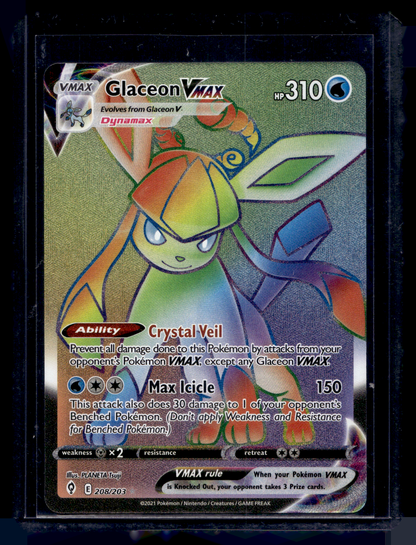2021 Pokemon Sword & Shield - Evolving Skies - Secret - Glaceon VMAX #208
