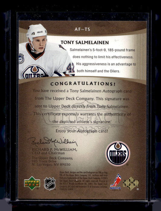 2005-06 Upper Deck Artifacts - Auto-Facts - Tony Salmelainen #AF-TS /100