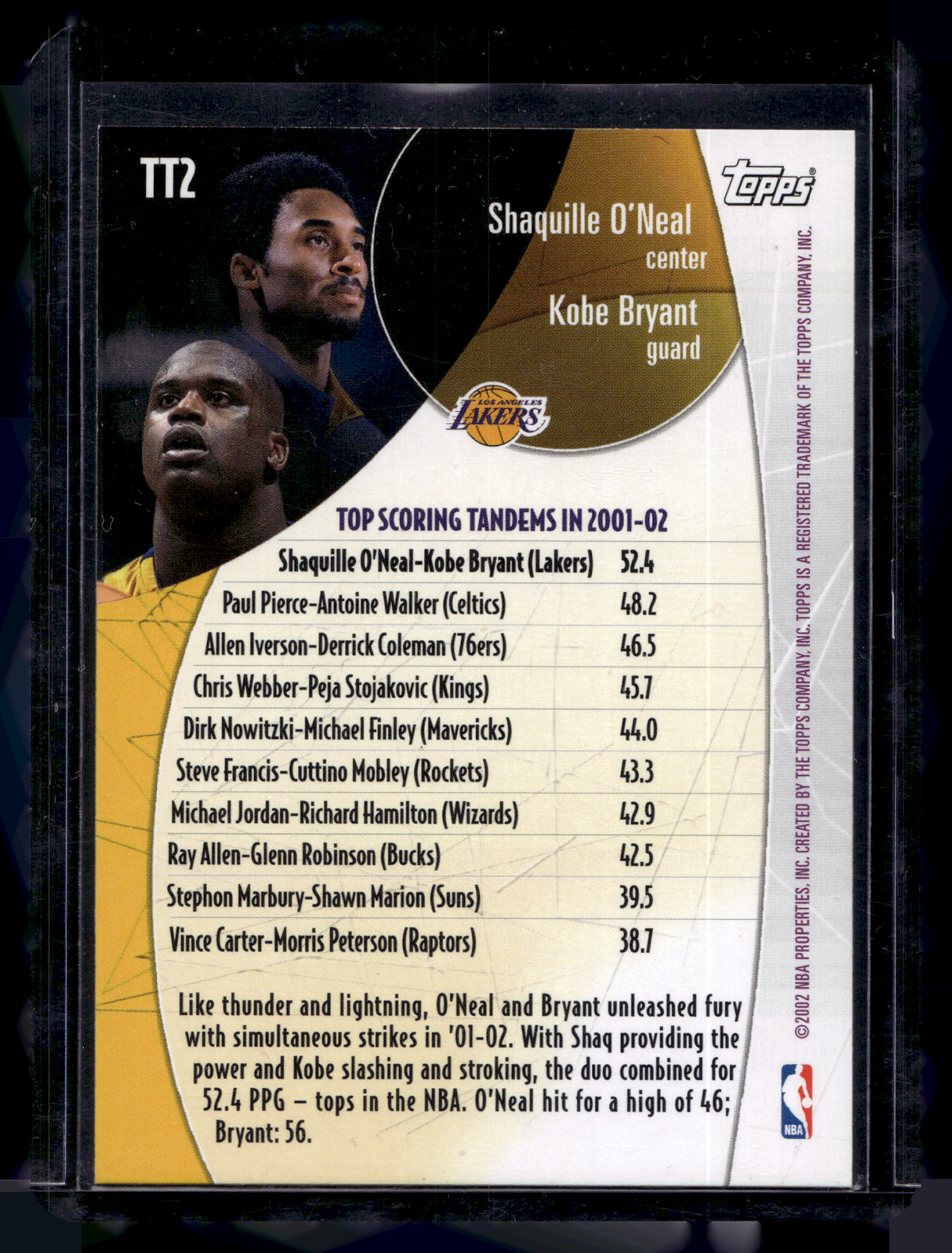 2002-03 Topps - Top Tandems - Shaquille O'Neal / Kobe Bryant #TT2