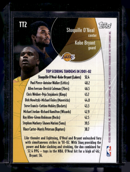 2002-03 Topps - Top Tandems - Shaquille O'Neal / Kobe Bryant #TT2