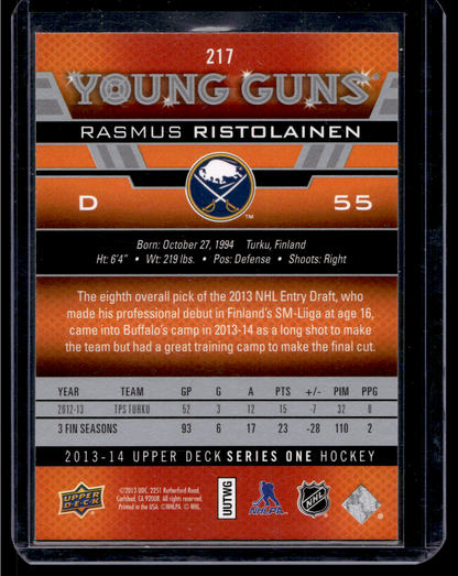 2013-14 Upper Deck - Young Guns - Rasmus Ristolainen #217 RC