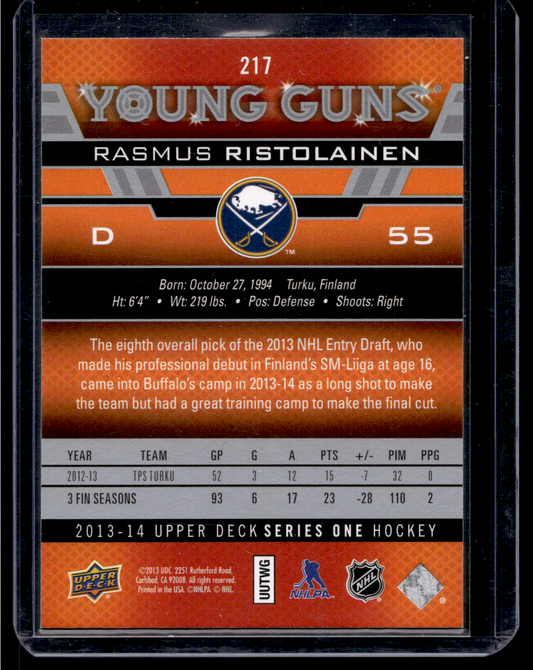 2013-14 Upper Deck - Young Guns - Rasmus Ristolainen #217 RC