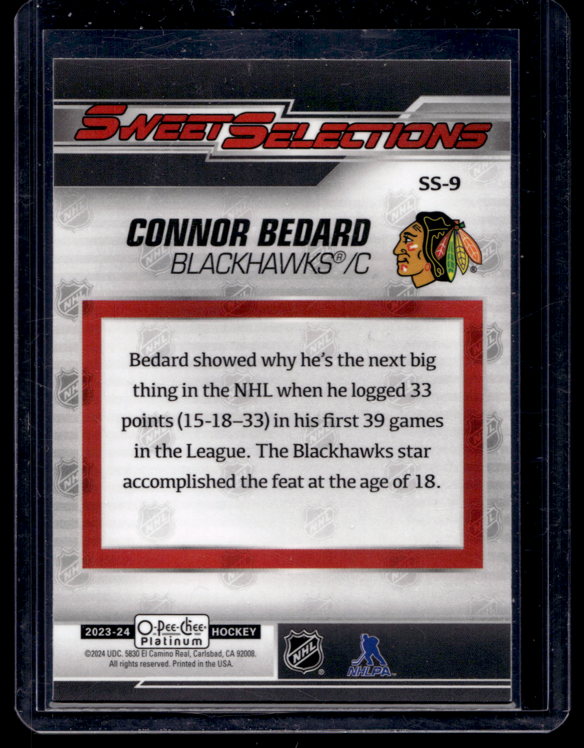 2023-24 Upper Deck OPC Platinum - Sweet Selections - Connor Bedard #SS-9 RY