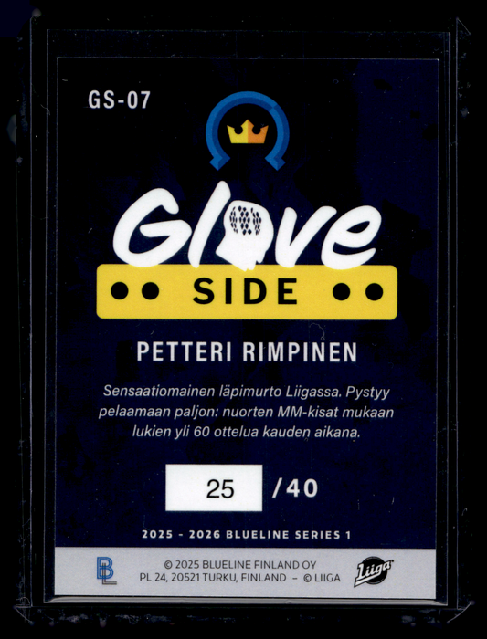 2025-26 Blueline - Glove Side - Black - Petteri Rimpinen #GS-07 /40