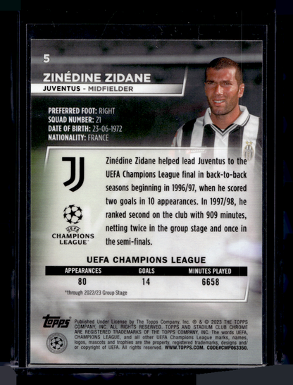 2022-23 Topps Stadium Club Chrome UEFA Club Competitions - Zinédine Zidane #5