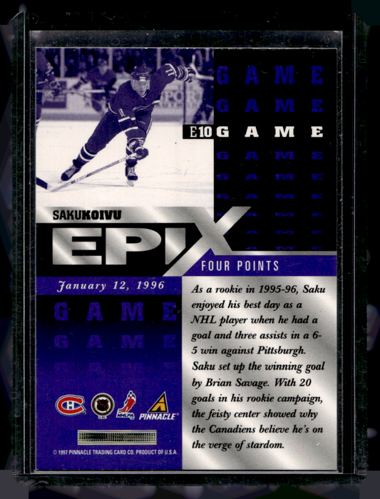 1997-98 Pinnacle - Epix - Purple Game - Saku Koivu #E10