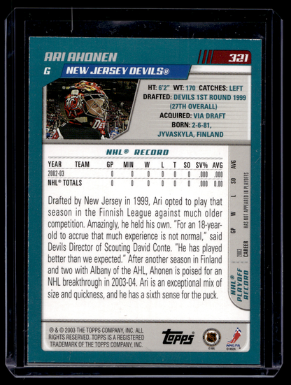 2003-04 Topps - Gold - Ari Ahonen #321 /50