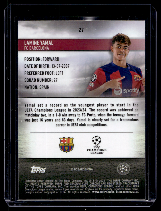 2023-24 Topps Stadium Club Chrome UEFA Champions League - Lamine Yamal #27 RC
