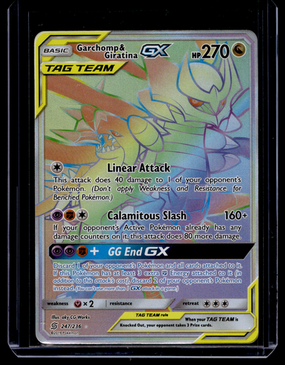 2019 Pokemon Sun & Moon - Unified Minds - Rainbow - Garchomp & Giratina GX #247 (Kunto: Excellent)