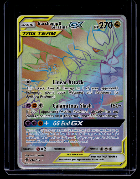 2019 Pokemon Sun & Moon - Unified Minds - Rainbow - Garchomp & Giratina GX #247 (Kunto: Excellent)