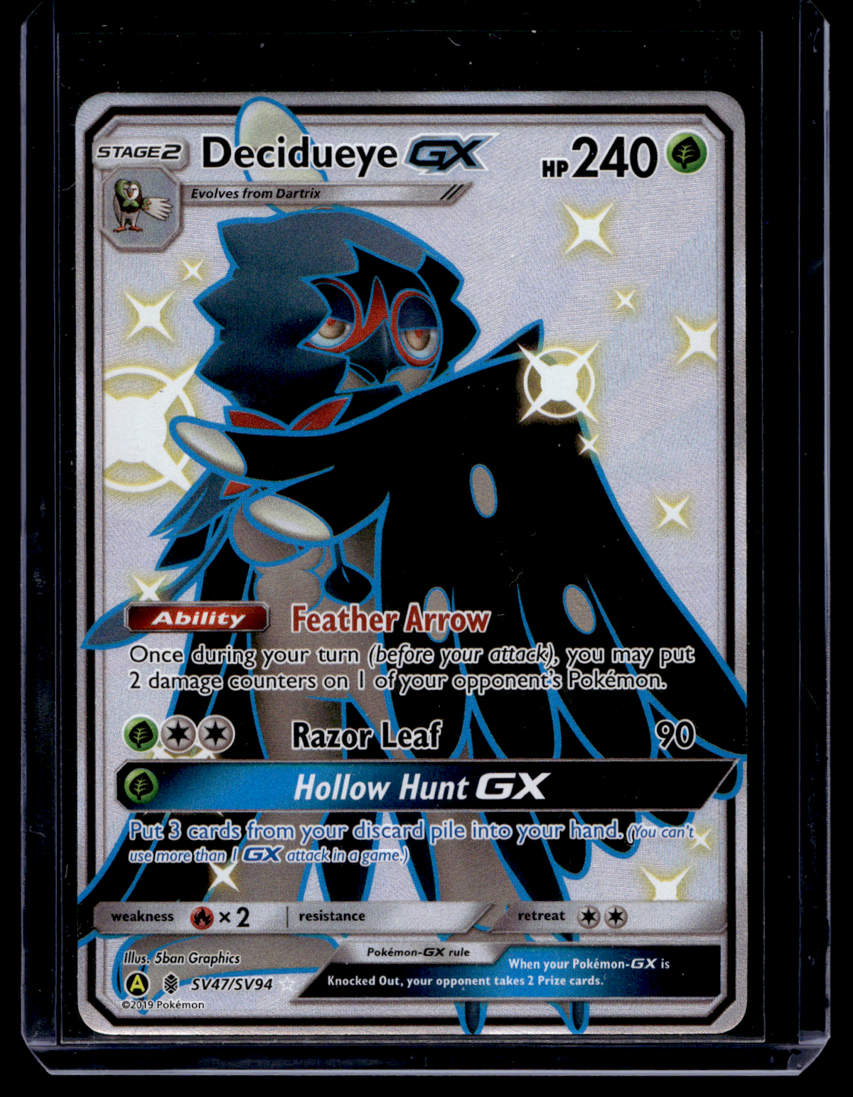 2019 Pokemon Sun & Moon - Hidden Fates - Shiny Vault - Shiny - Decidueye GX #SV47