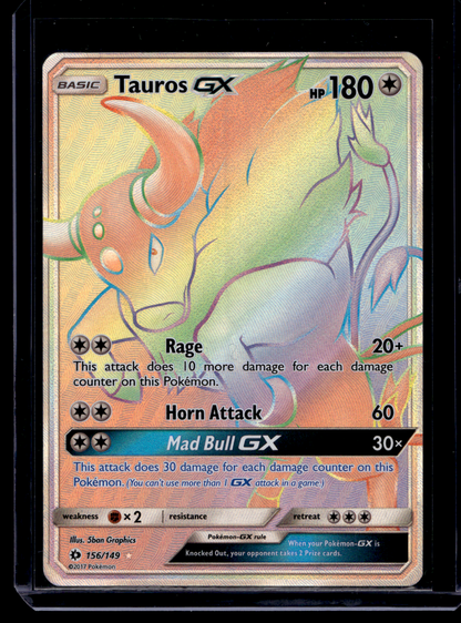 2017 Pokemon Sun & Moon - Rainbow - Tauros GX  #156 (Kunto: Excellent)