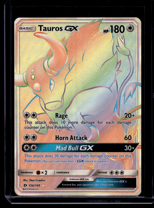 2017 Pokemon Sun & Moon - Rainbow - Tauros GX  #156 (Kunto: Excellent)