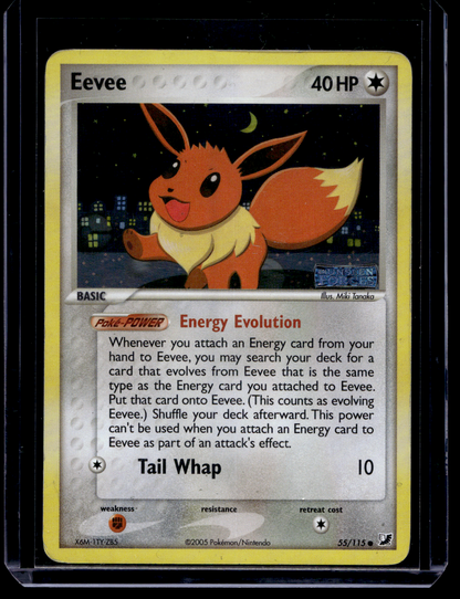 2005 Pokemon - EX Unseen Forces - Reverse Foil - Eevee #55 (Kunto: Good)