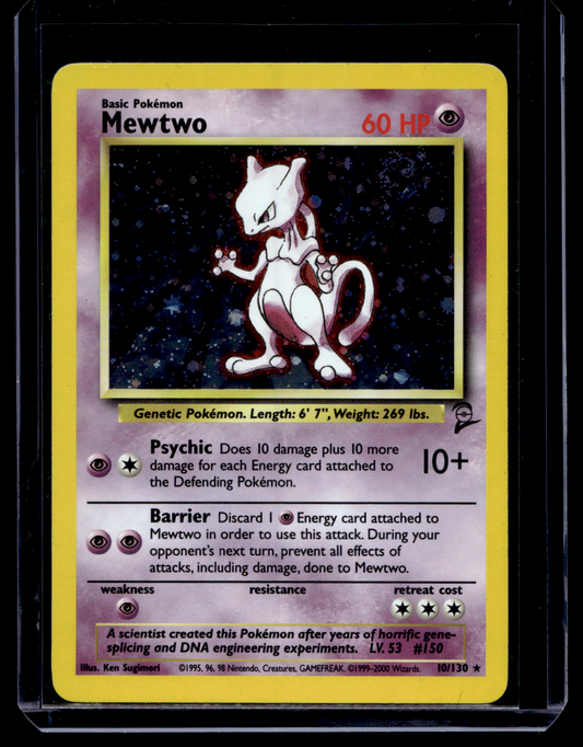 2000 Pokemon Base Set 2 - Holo - Mewtwo #10 (Kunto: Excellent)