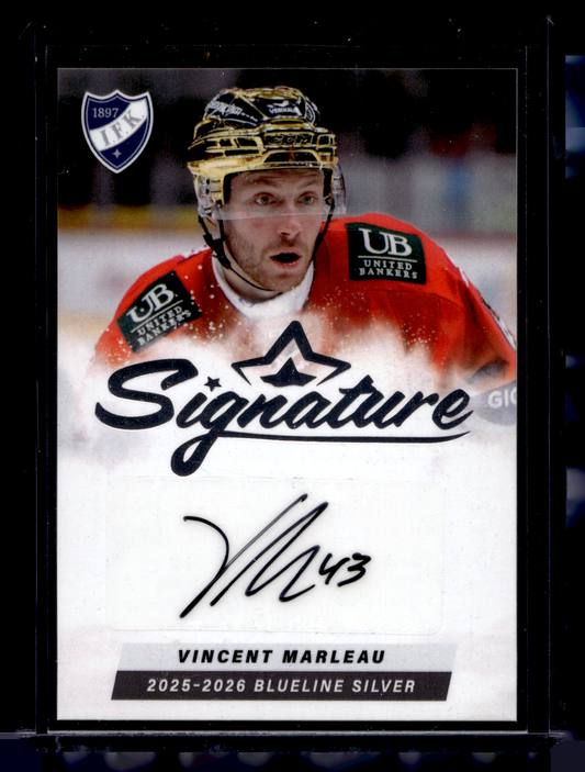 2025-26 Blueline Signature Silver - Vincent Marleau #AU-VM /80
