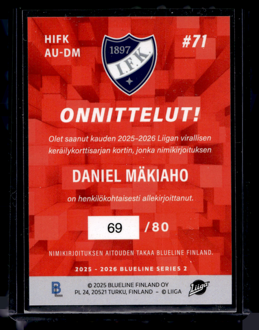 2025-26 Blueline Signature Silver - Daniel Mäkiaho #AU-DM /80