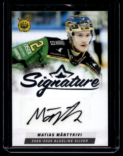 2025-26 Blueline Signature Silver - Matias Mäntykivi #AU-MM /80