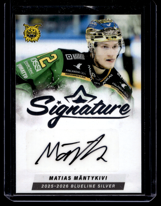 2025-26 Blueline Signature Silver - Matias Mäntykivi #AU-MM /80