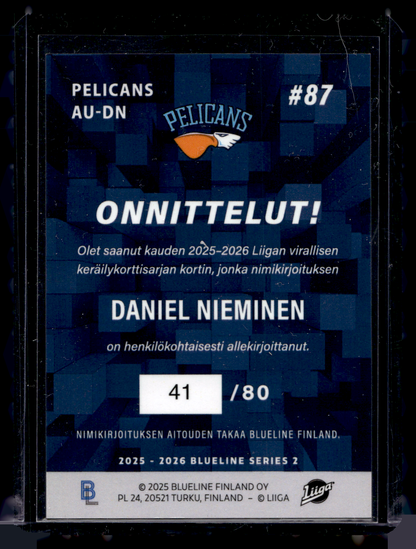 2025-26 Blueline Signature Silver - Daniel Nieminen #AU-DN /80