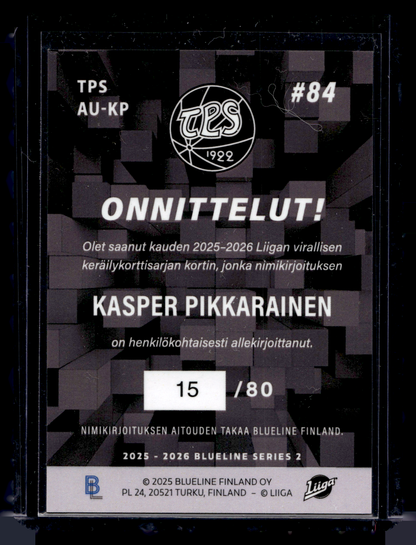2025-26 Blueline Signature Silver - Kasper Pikkarainen #AU-KP /80
