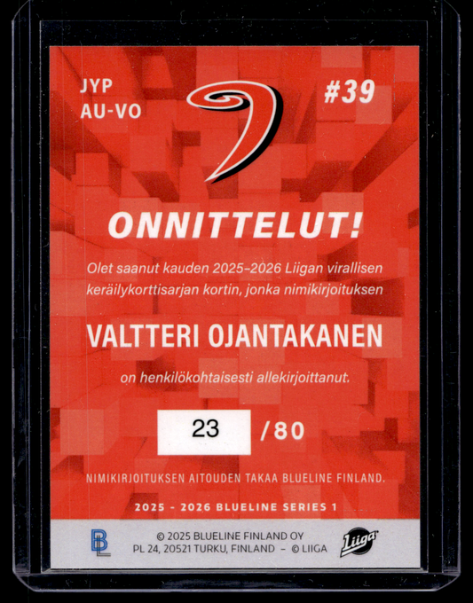 2025-26 Blueline Signature Silver - Valtteri Ojantakainen #AU-VO /80