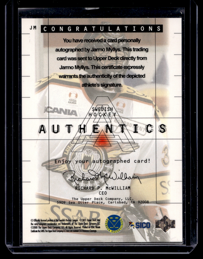 1999-00 Upper Deck Swedish - Authentics Autographs - Jarmo Myllys #JM