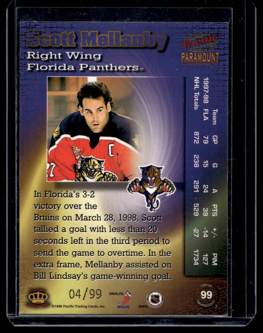 1998-99 Pacific Paramount - Holo-Electric - Scott Mellanby #99 /99
