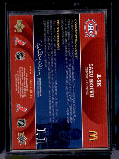 2008-09 Upper Deck McDonald's Autographs - Saku Koivu #A-SK /25