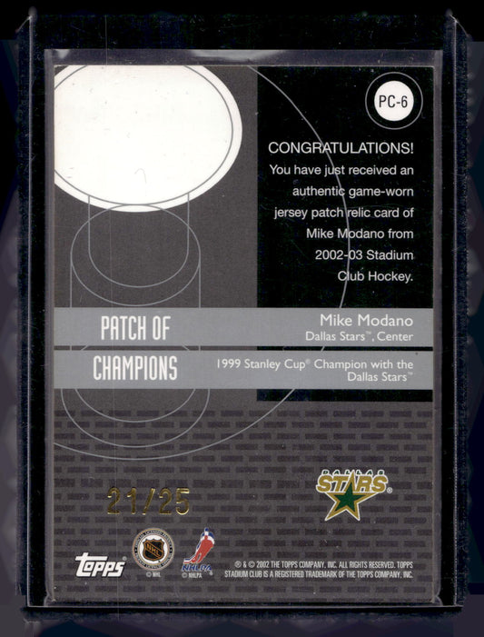 2002-03 Topps Stadium Club - Patch of Champions - Mike Modano #PC-6 /25