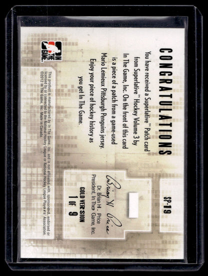 2012-13 In the Game Superlative Volume 3 - Patch - Gold - Mario Lemieux #SP-19 /9