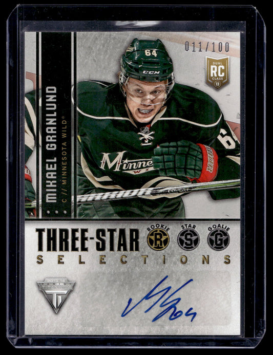 2013-14 Panini Titanium - Three Star Selections Autographs - Mikael Granlund #3RMGR /100 RY