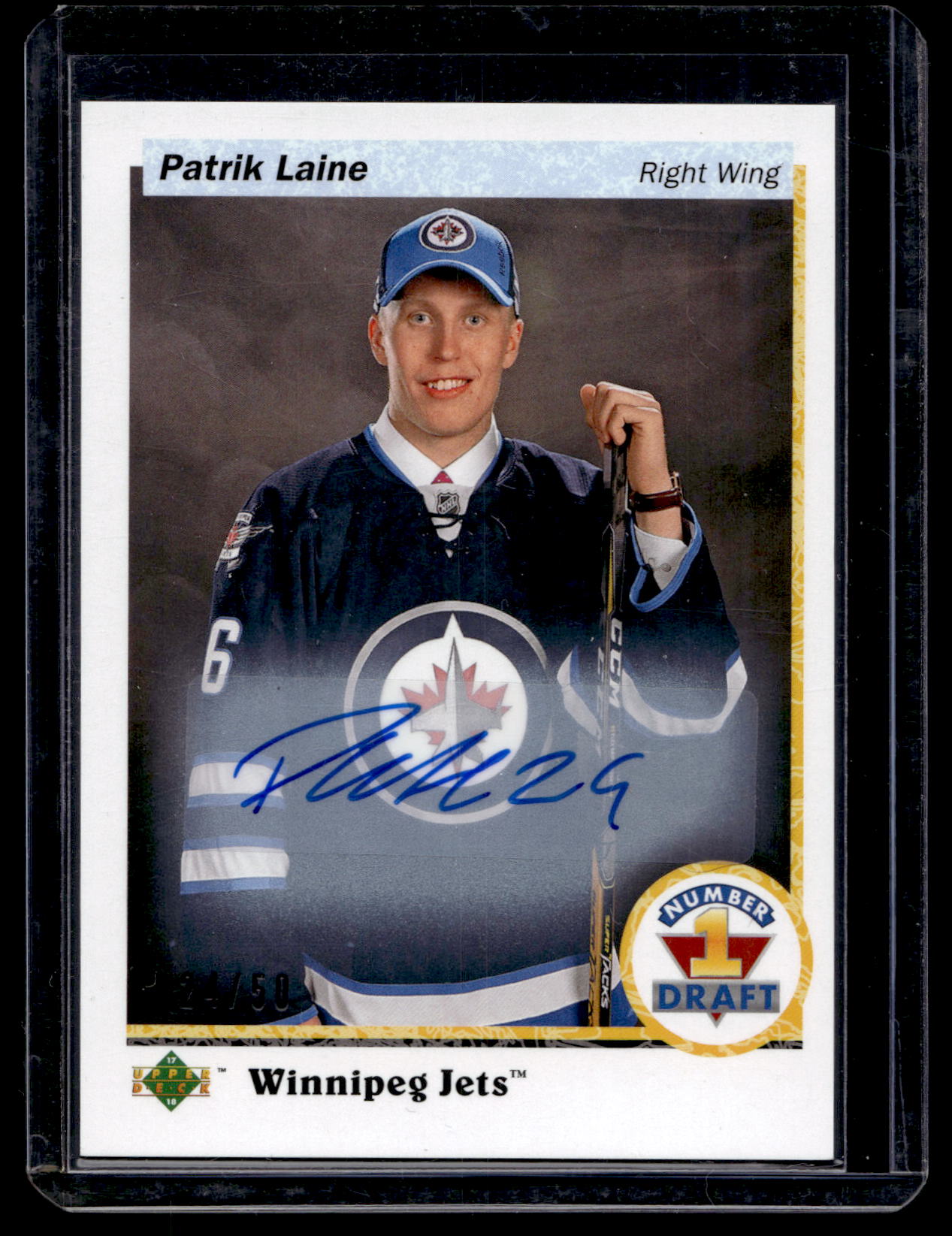 2017-18 Upper Deck SP Authentic 90-91 Retro Draft Picks Autographs Patrick Laine #RDPPL /50
