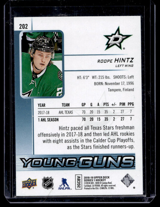 2018-19 Upper Deck Young Guns - Roope Hintz #202 RC