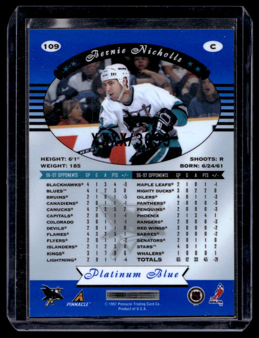 1997-98 Pinnacle Totally Certified - Executive Master Set - Platinum Blue - Bernie Nicholls #109 XXXX/3099