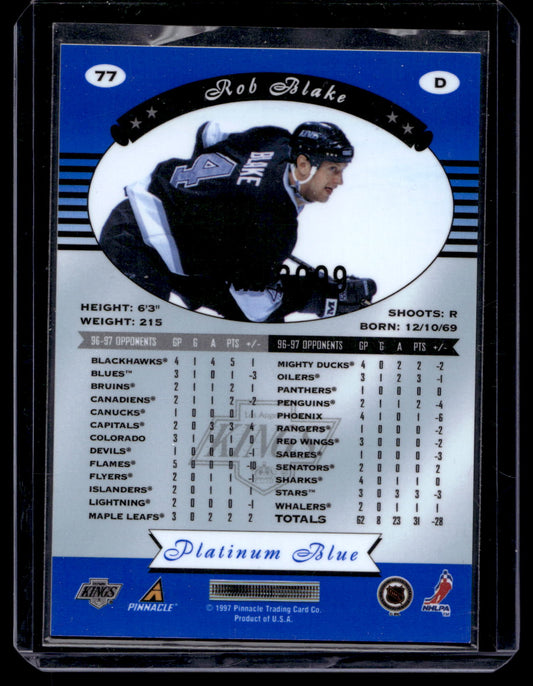 1997-98 Pinnacle Totally Certified - Executive Master Set - Platinum Blue - Rob Blake #77 XXXX/3099