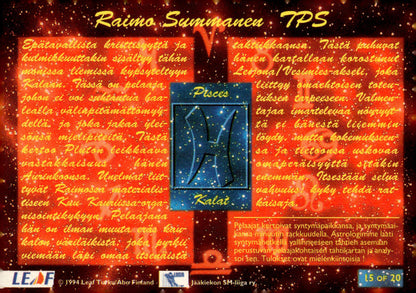 1994-95 SISU - Horoscopes - Raimo Summanen #15