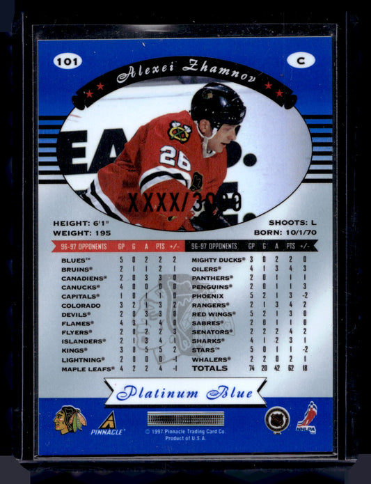 1997-98 Pinnacle Totally Certified - Executive Master Set - Platinum Blue - Alexei Zhamnov #101 XXXX/3099