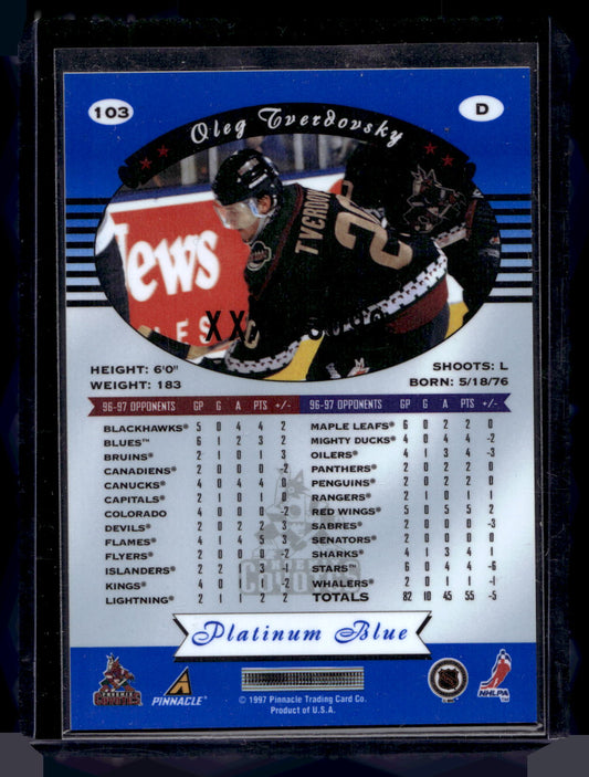 1997-98 Pinnacle Totally Certified - Executive Master Set - Platinum Blue - Oleg Tverdovsky #103 XXXX/3099