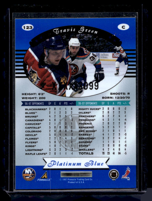 1997-98 Pinnacle Totally Certified - Executive Master Set - Platinum Blue - Travis Green #123 XXXX/3099