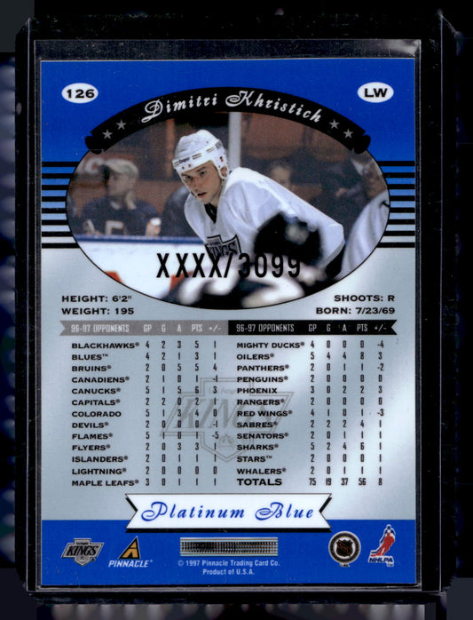 1997-98 Pinnacle Totally Certified - Executive Master Set - Platinum Blue - Dimitri Khristich #126 XXXX/3099