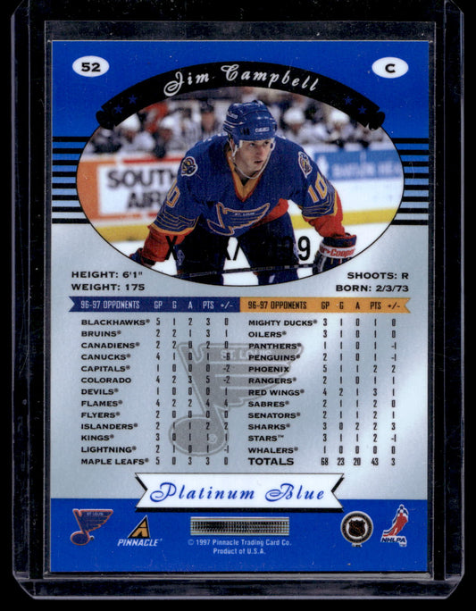 1997-98 Pinnacle Totally Certified - Executive Master Set - Platinum Blue - Jim Cambell #52 XXXX/3099