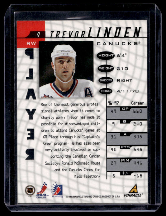 1997-98 Pinnacle Be A Player - Prismatic Die-Cut Autographs - Trevor Linden #9 PR100