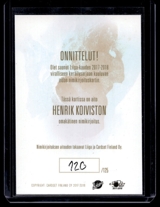 2017-18 Cardset Signature - Henrik Koivisto /125
