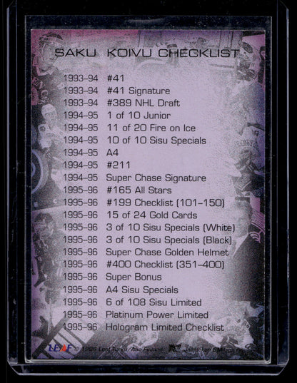 1996-97 Sisu Golden Retro Dark Blue - Saku Koivu
