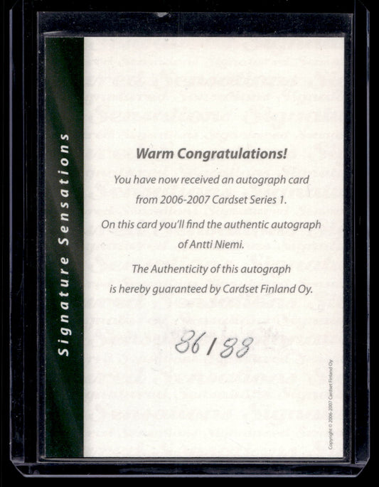 2006-07 Cardset Signature Sensations - Antti Niemi /88