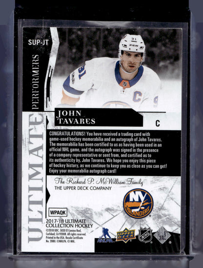 2017-18 Upper Deck Ultimate Collection - Signature Ultimate Performers Jersey - John Tavares #SUP-JT /75